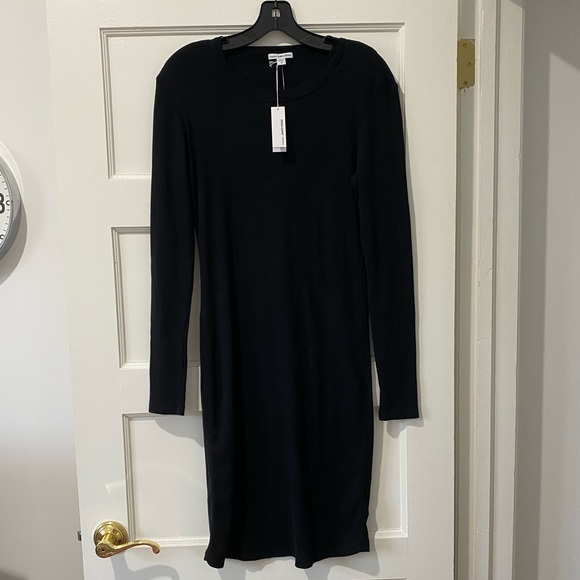 James Perse Thermal Ribbed Crewneck Long Sleeve Dress - Picture 2 of 7